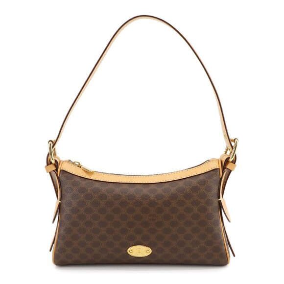 CELINE Macadam Shoulder Bag Leather PVC Brown Vintage Purse 90265239 - Picture 1 of 11
